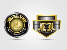 Silver Gold Badge & Lock Logo Vector EPS and AI
