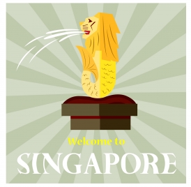 singapore promotion banner design with lion symbol