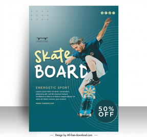 skateboarding poster template dynamic sport man