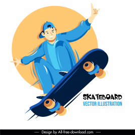 skater icon cartoon character sketch dynamic design