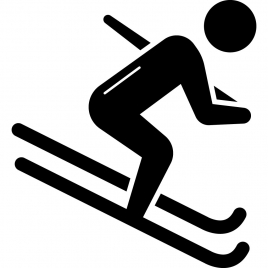 skiing sport sing icon dynamic design flat silhouette sketch