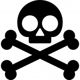 skull crossbones sign icon flat silhouette symmetric outline