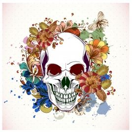 skull with floral design elements