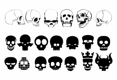 skulls sets collection with various silhouettes styles