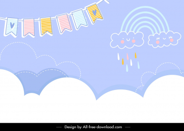 sky background template flat classical handdrawn weather elements