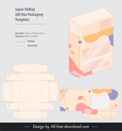 sliding gift box packaging template abstract curves decor
