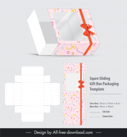 sliding gift box packaging template elegant flat 3d