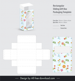 sliding gift box packaging template elegant modern petals leaves decor