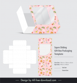 sliding gift box packaging template nature elements decor