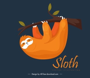 sloth animal painting dark classic design climbing gesture