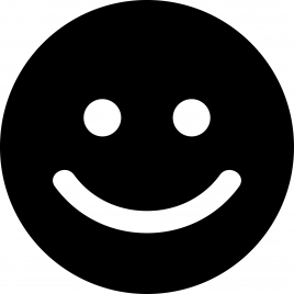 smile emoticon flat contrast design black white circle face outline