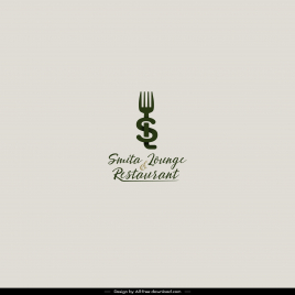 smita lounge and restaurant logo template modern elegant stylized text fork calligraphy decor