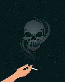 smoke warning poster skull smoke cigarette icons