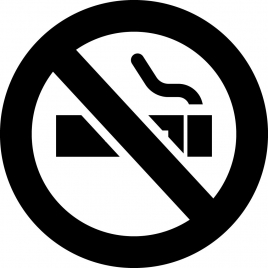 smoking ban sign icon flat contrast black white outline