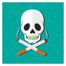 smoking danger warning banner with skull illustration