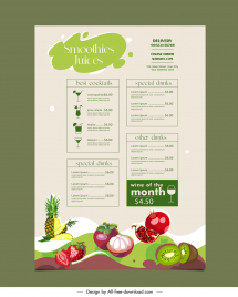 smoothie shop menu  template elegant fruits decor