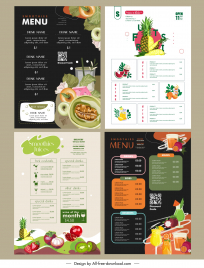 smoothie shop menu  templates collection elegant design