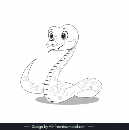 snake animal design elements cute handdrawn outline