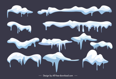 snow cap design elements flat melting shapes