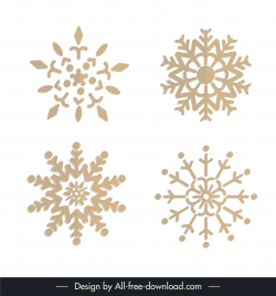 snowflakes sets design elements flat symmetric flora leaf shapes outline