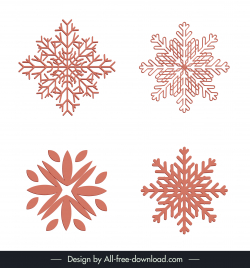 snowflakes sets design elements flat symmetric papercut outline