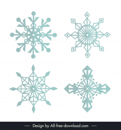 snowflakes sets icons flat symmetric geometry shapes