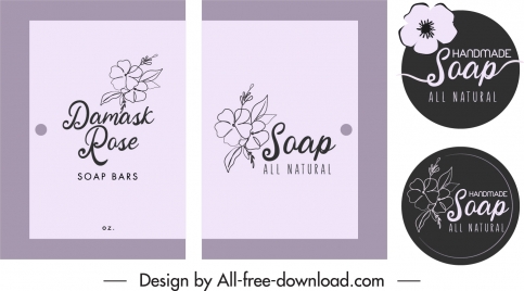 soap package label templates elegant retro petal decor