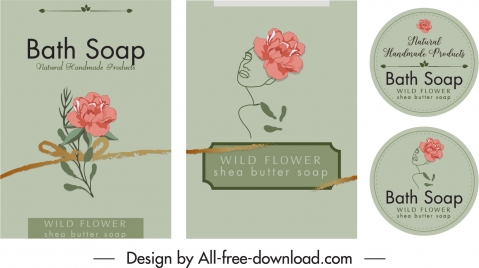 soap packaging decor elements classical petal sketch