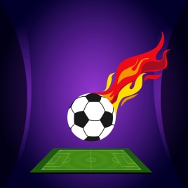 soccer background flaming ball green field decoration