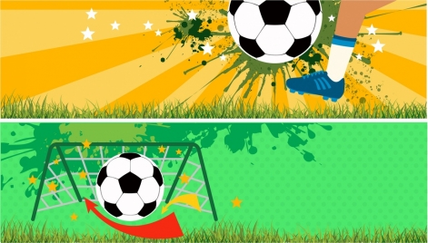 soccer background set goal ball decoration grunge style