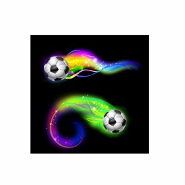 Soccer ball on colorful lightning way