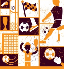 soccer design elements dark retro design