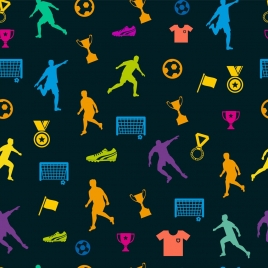soccer icons pattern colorful silhouette repeating style