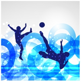 soccer poster with players on circles bokeh background
