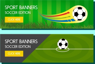 soccer webtype banner sets green field ball decoration