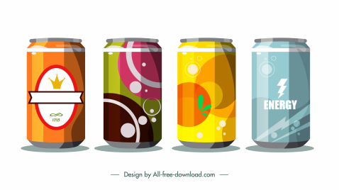 soft drink can icons colorful modern decor