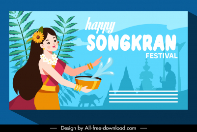 songkran festival poster template  country tradition elements design