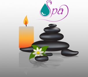 spa colored background candle stones droplet flower decoration