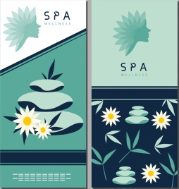 spa design elements flower stone woman face icons