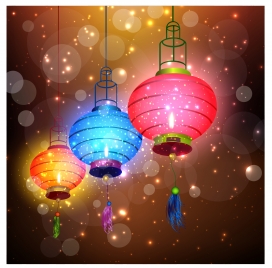 sparkling chinese lantern background