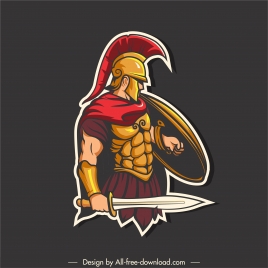 spartan warrior icon elegant colored sketch