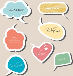 speech bauble stickers collection various colored flat decor