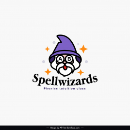 spellwizards logo template funny man face