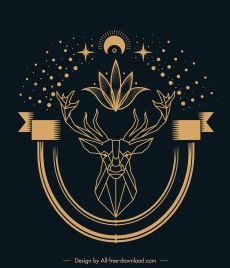 spirit tattoo template symmetrical reindeer universe elements sketch