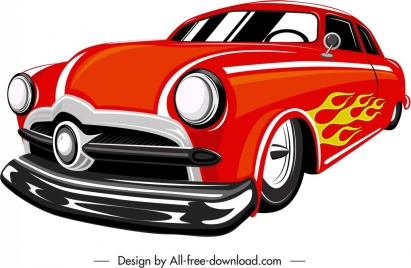 sport car icon modern red decor 3d sketch