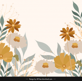 spring background template classical flowers leaves