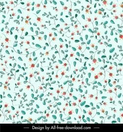 spring pattern template colored flat luxuriant botany leaves