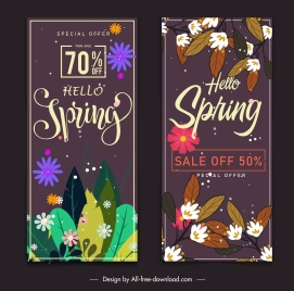 spring sale banners templates colorful blooming flowers decor