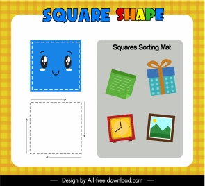 square shape game template colorful flat cute design