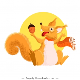 squirrel icon cute stylized cartoon character colorful classic